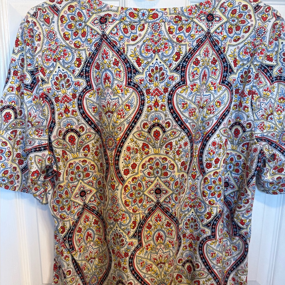 Talbots Colorful Paisley Short Sleeve Top XLP - Picture 4 of 4
